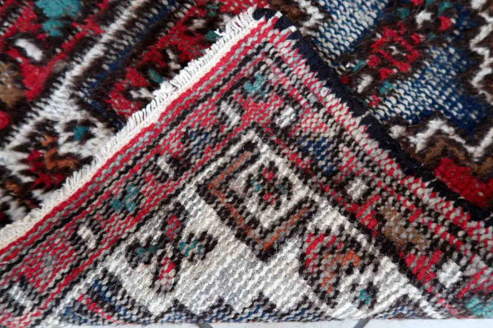 Handmade Vintage Persian Hamadan Rug 1.8'x2.9', 55cmx88cm 1970s