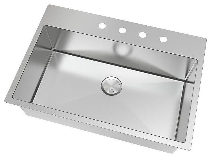Transolid Diamond Stainless Steel 32-in Dual Mount Kitchen Sink, Stainless