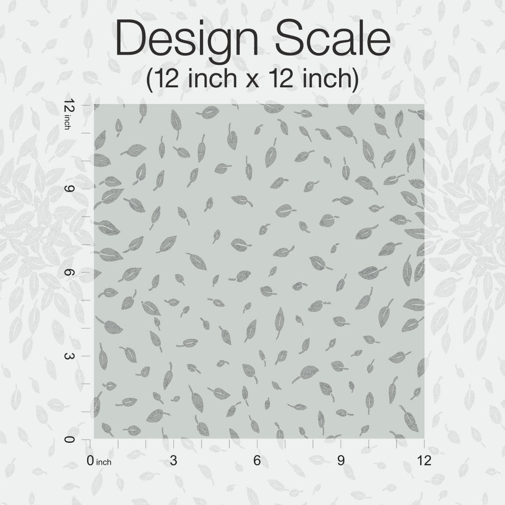 Spa & Silver Petite Leaves Wallpaper