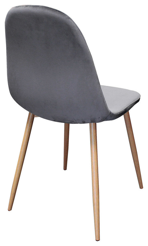 Midcentury Modern Velvet Upholstered Side Chairs, Set of 4, Gray