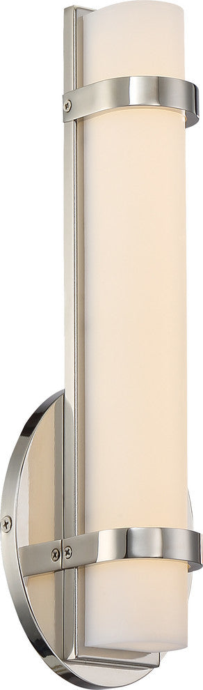 Nuvo Slice LED Single Wall Sconce Light Fixture, Polished Nickel