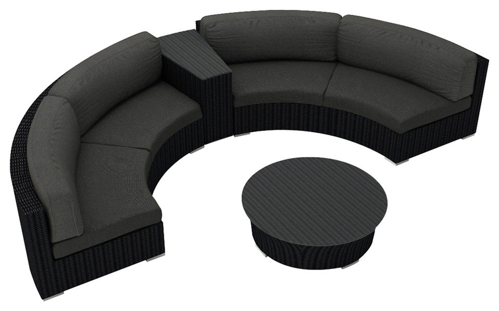 Urbana 4 Piece Curve Sectional Set, Canvas Charcoal