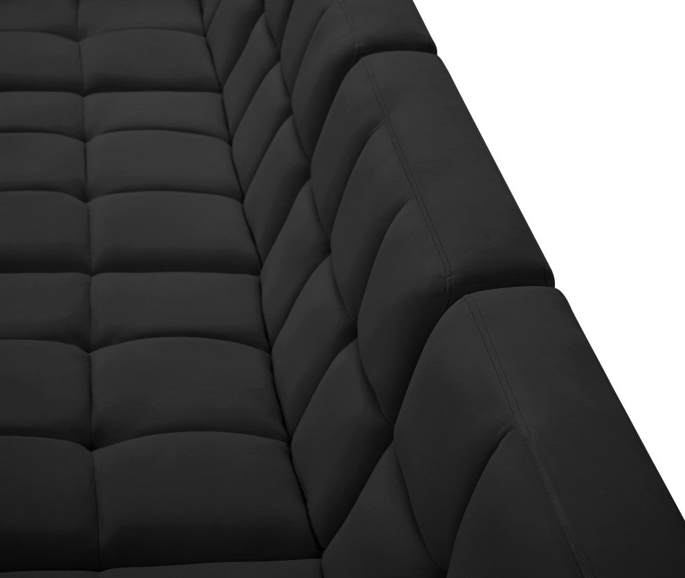 Relax Velvet Upholstered 4-Piece Modular Sofa, Black
