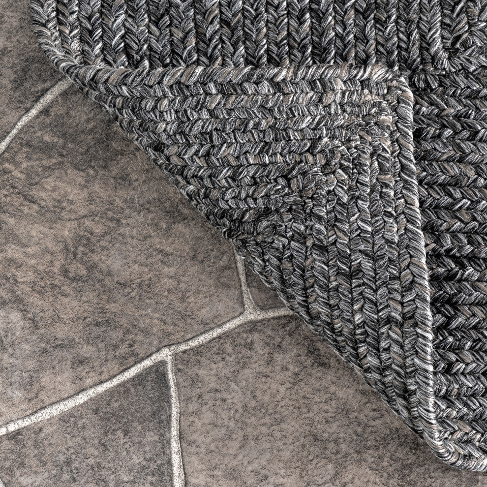 Nuloom Braided Lefebvre Indoor/Outdoor Area Rug, Charcoal 10'x14'