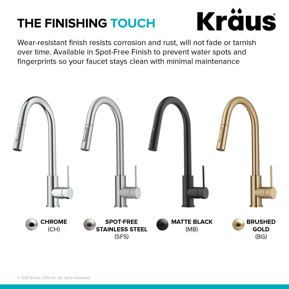Oletto Pull-Down 1-Hole Kitchen Faucet, Chrome, Model Kpf-3104ch