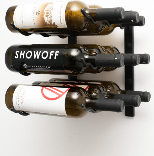 VintageView 1'' 9-Bottle Wall Mounted Wine Rack, Satin Black