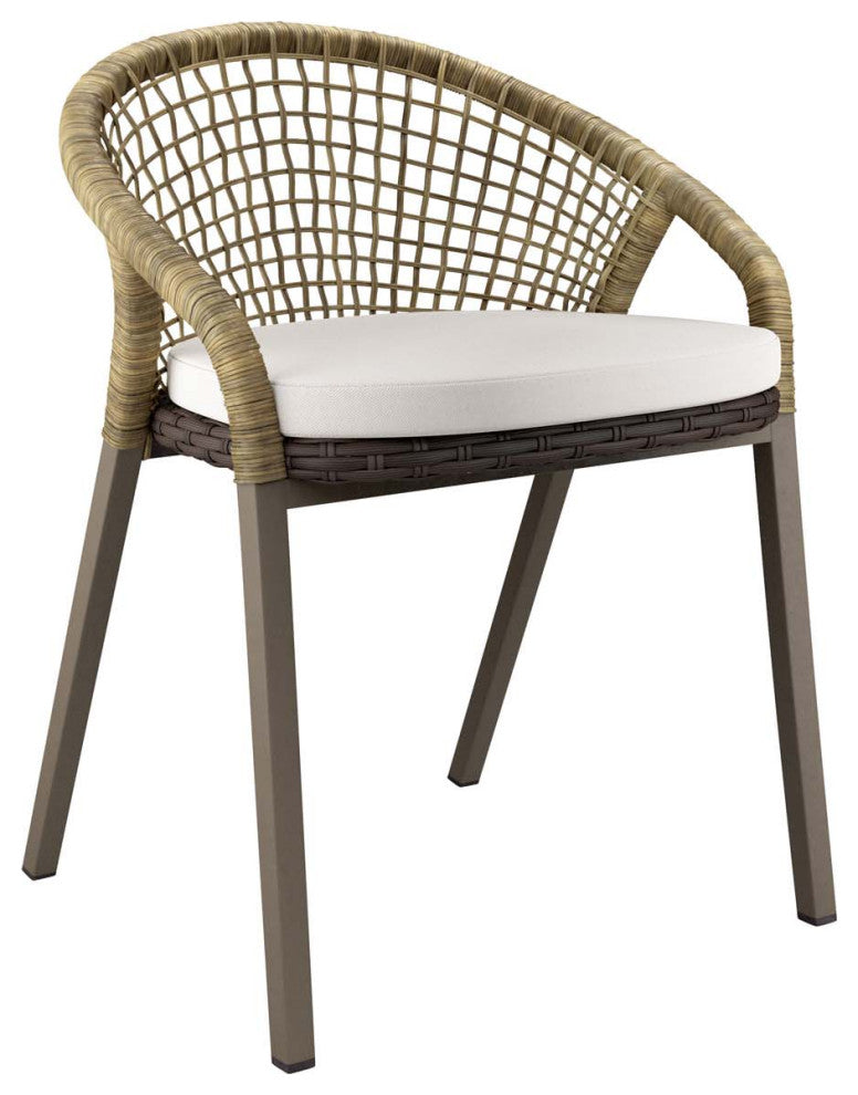 Meadow Outdoor Patio Dining Chairs Set of 2, Natural White