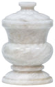 Elegant White Marble Storage Jar with Lid, Perfect for Q-tips and Cotton Balls