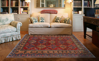Fine Vintage Distressed Cynrik Red/Beige Rug, 5'1 x 6'11