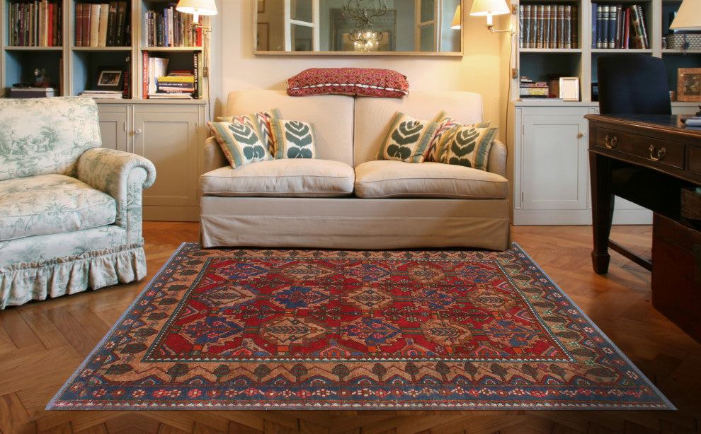 Fine Vintage Distressed Cynrik Red/Beige Rug, 5'1 x 6'11