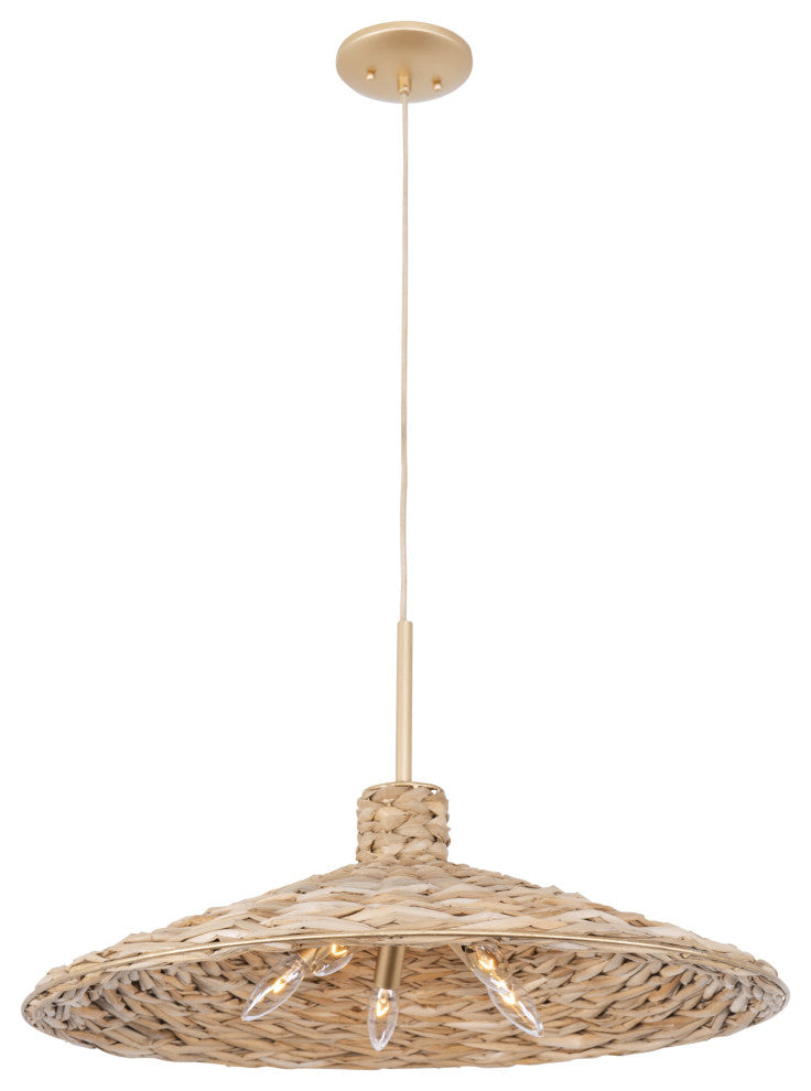 Varaluz 502P05 Hilton Head 5 Light 26"W Pendant - French Gold / Natural