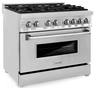 ZLINE 36" Dual Fuel Range With Griddle, Stainless Steel