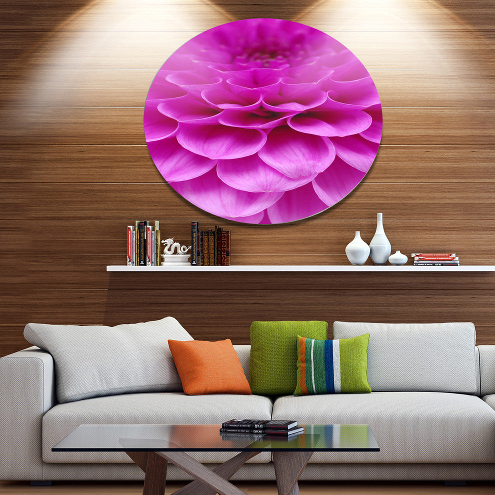 Abstract Purple Flower And Petals, Floral Disc Metal Wall Art, 36"