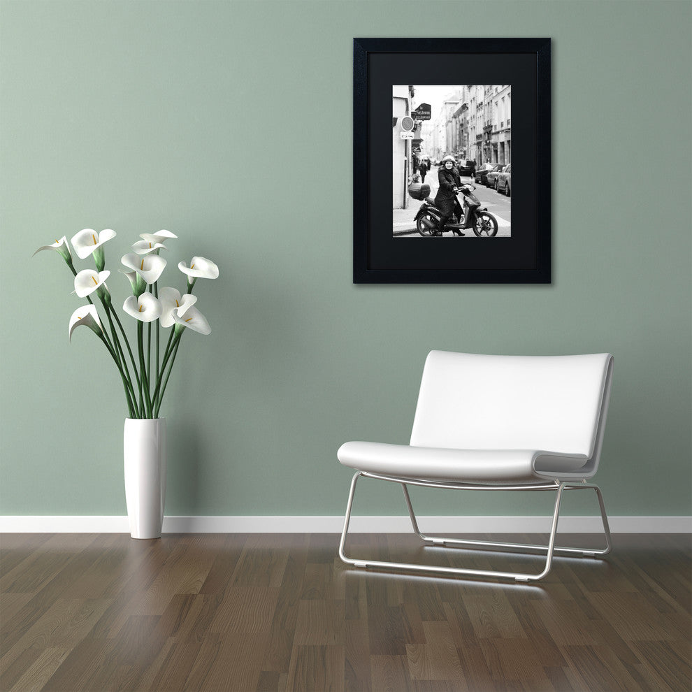 'Lady in Paris' Matted Framed Canvas Art by Preston