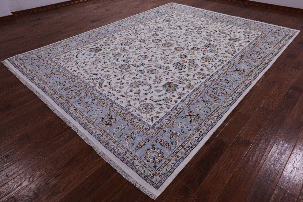 8' 11" X 12' 2" Persian Nain Hand-Knotted Wool & Silk Rug - Q14764