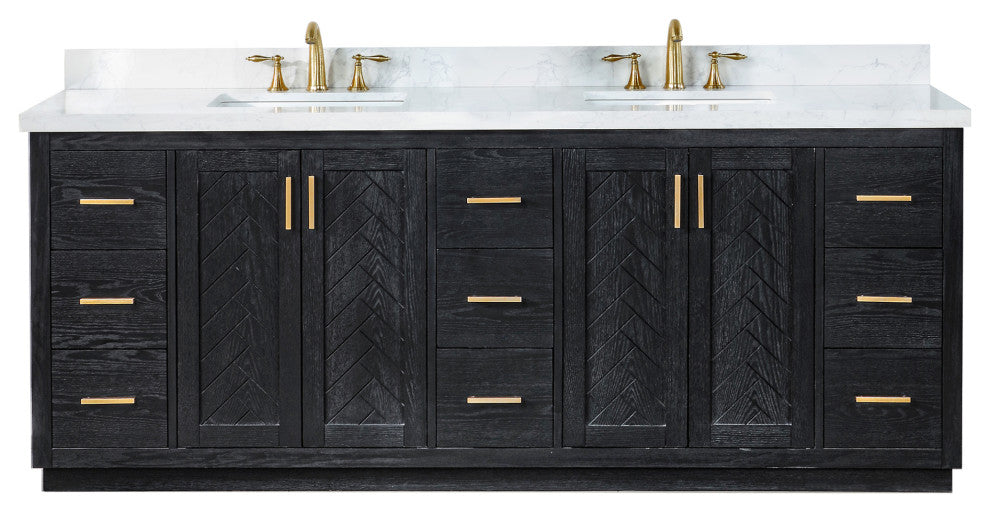 Altair Gazsi Black Oak Bathroom Vanity Set, 84", Without Mirror
