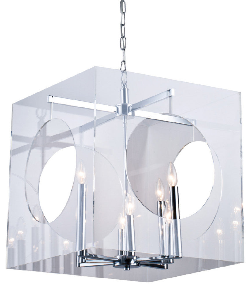 Clear Acrylic Frame With Round Open Hole and Chrome Hardware Light Fixture