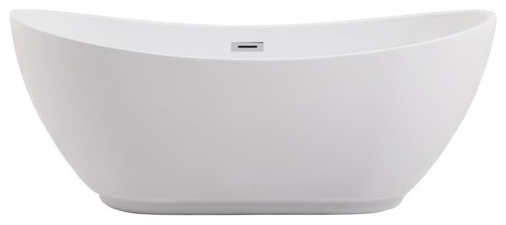 Elegant Decor Ines 62" Oval Plastic Soaking Bathtub in Glossy White