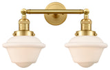 Small Oxford 2 Light Bath Vanity Light, Satin Gold, Matte White