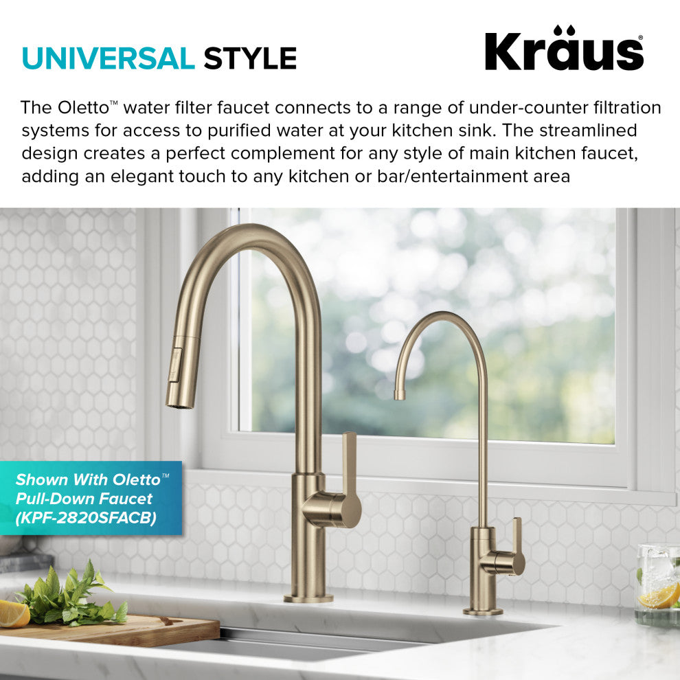 KRAUS Oletto Drinking Water Filter Faucet, Spot Free Antique Champagne Bronze