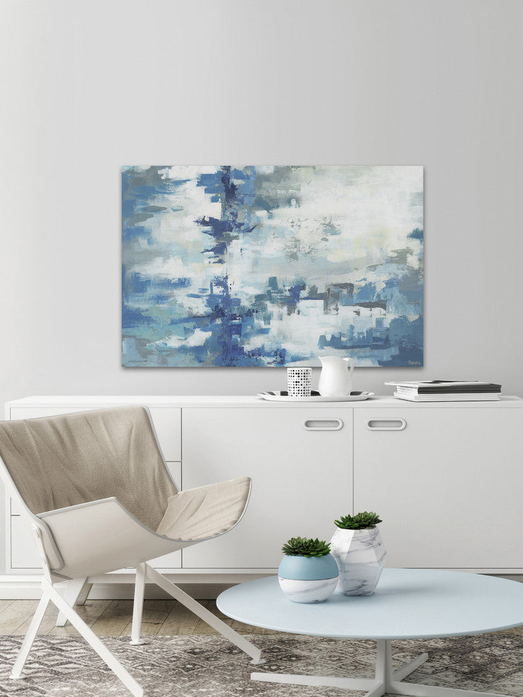 "Vast Blue Hues" Painting Print on Wrapped Canvas, 12"x8"