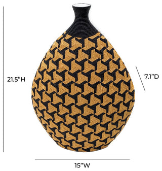 Jahia Geometric Vase Black,Natural