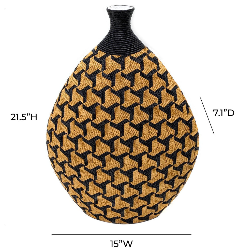Jahia Geometric Vase Black,Natural