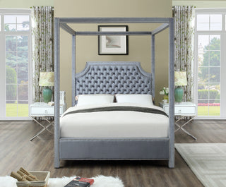 Rowan Velvet Upholstered Bed, Gray, King