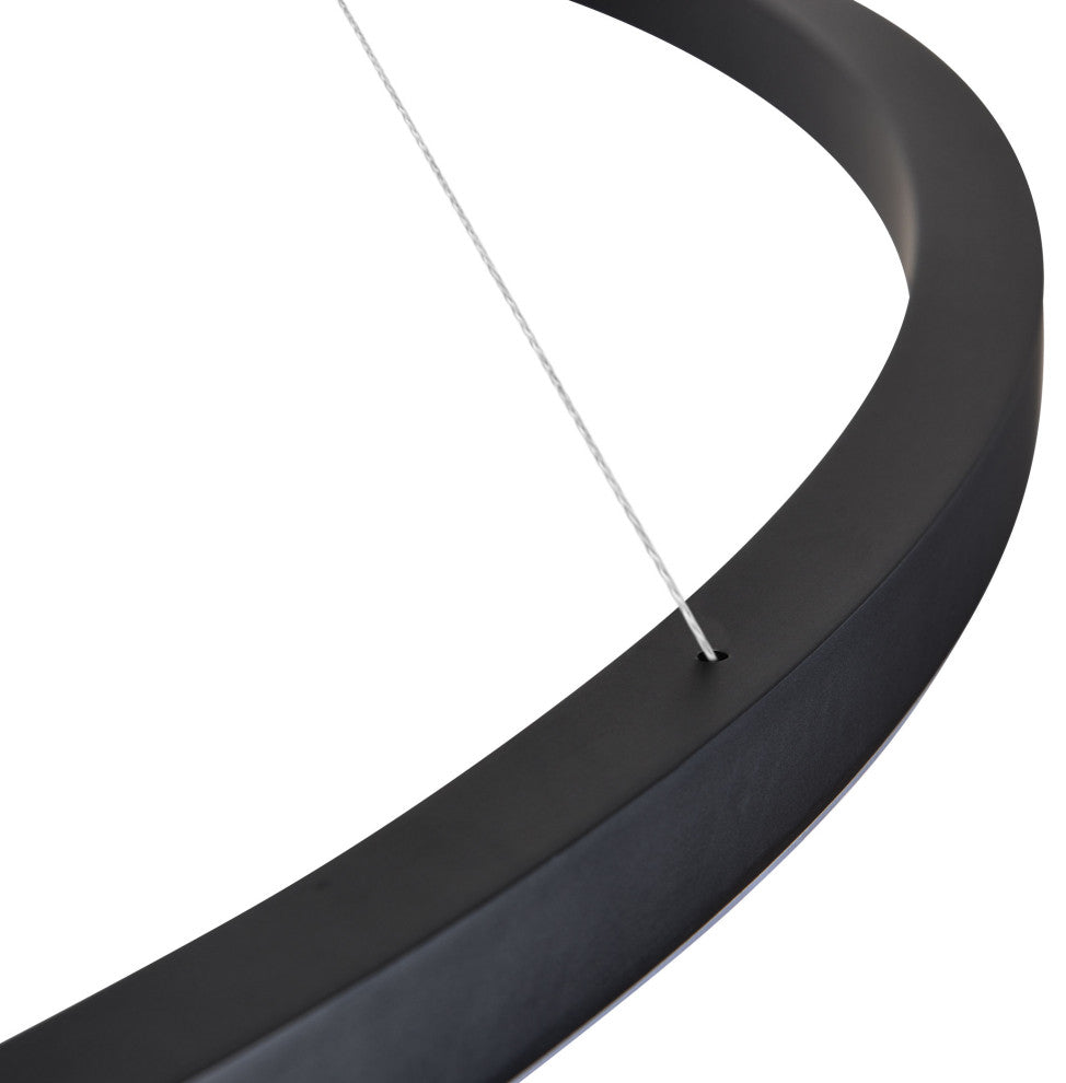 51" Tania LED Circular Chandelier, Adjustable Suspension Fixture, Black