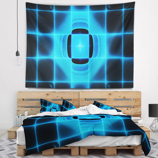 Blue on Black Thermal Infrared Visor Abstract Wall Tapestry, 39"x32"