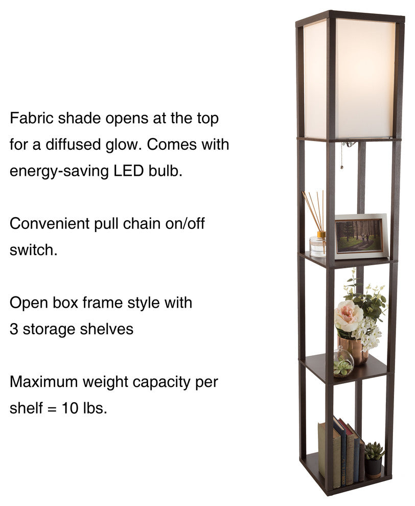 Etagere Style Brown Floor Lamp -3 Tiers Storage Shelving by Lavish Home