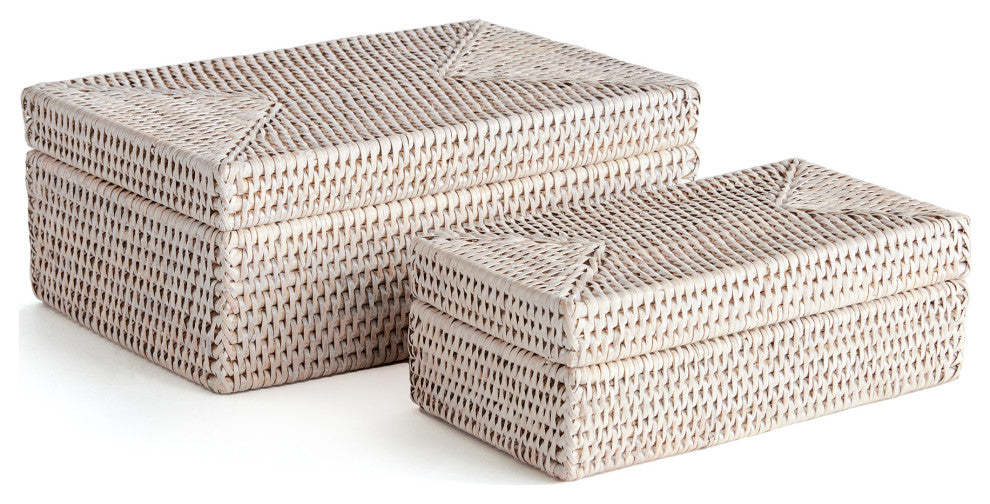 Burma Rattan Rectangular Lidded Boxes