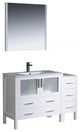 Fresca Torino 48" White Modern Bathroom Vanity, Side Cabinet, Integrated Sink