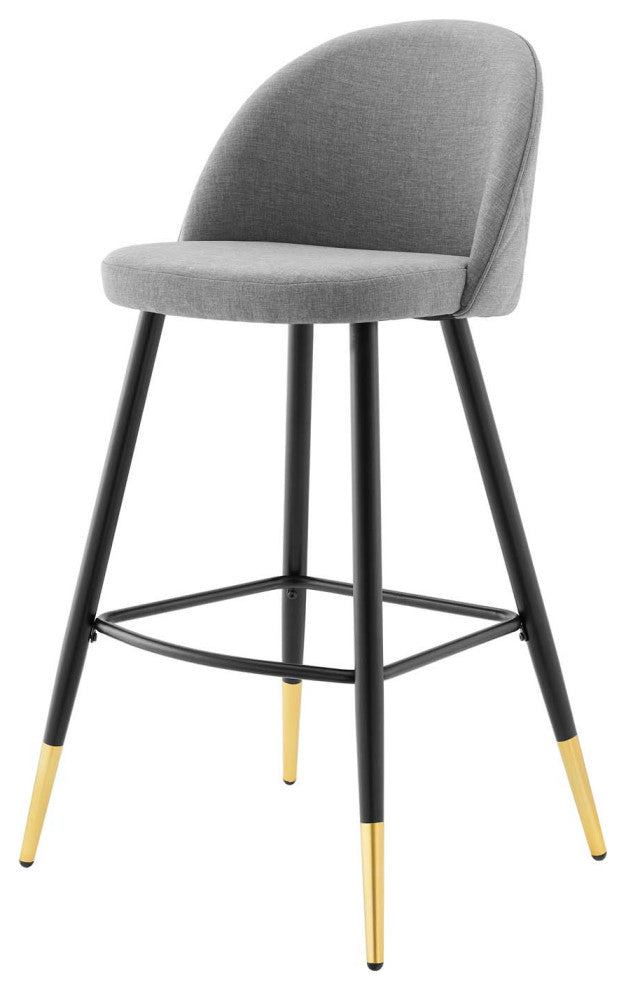 Bar Stool Chair Barstool, Set of 2, Fabric, Metal, Gray, Modern, Bar Pub