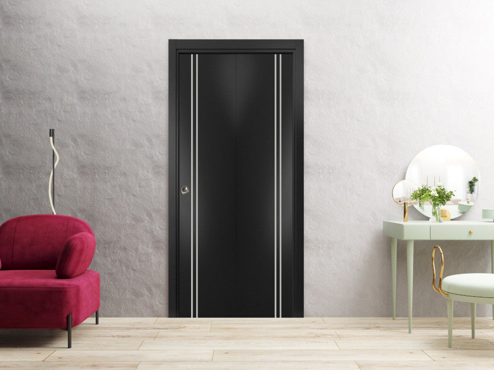 Bi-fold Doors 64 x 80 | Planum 0310 Matte Black with  | Sturdy Tracks