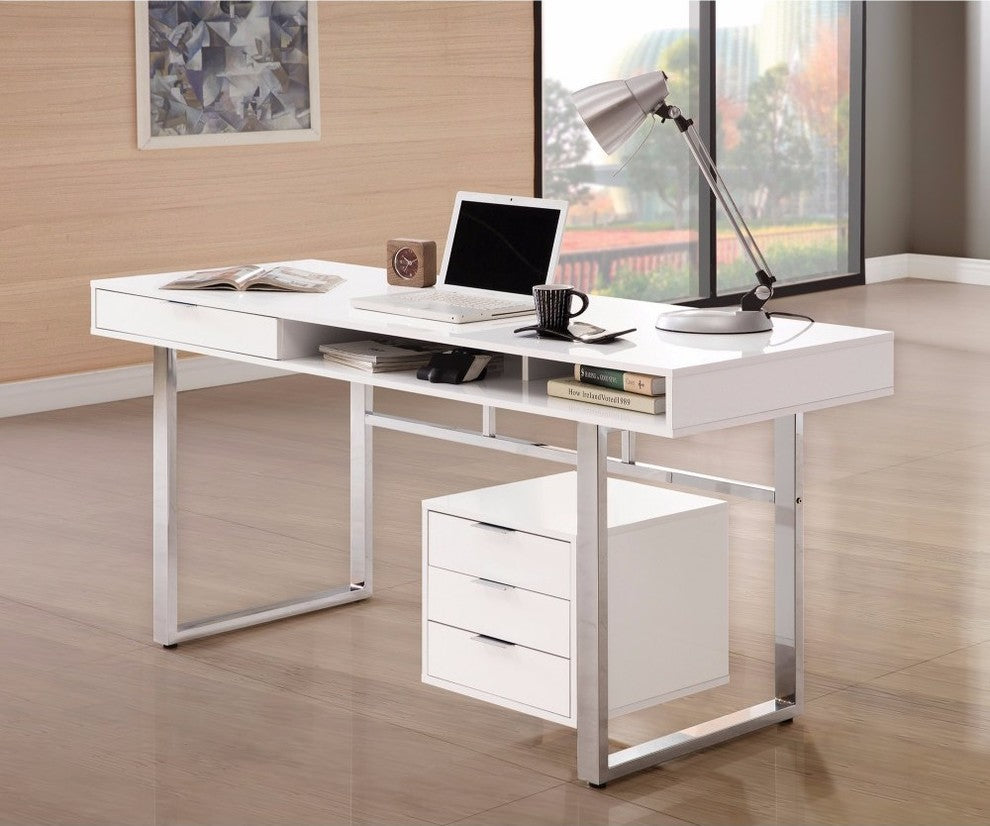 Benzara BM159101 Contemporary Style Wooden Writing Desk, White