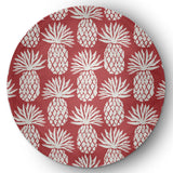5' Round Pineapple Pattern Indoor/Outdoor Rug, Ligonberry Red