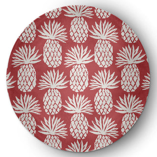 5' Round Pineapple Pattern Indoor/Outdoor Rug, Ligonberry Red