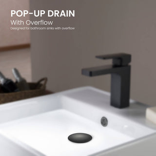 Pop Up Drain Stopper Full Cover with overflow "“ KPW102, Matte Black