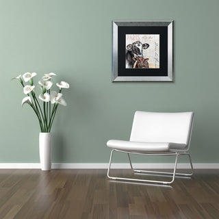 'Dans la Ferme Cow' Art, 11x11, Silver Frame, Black Mat