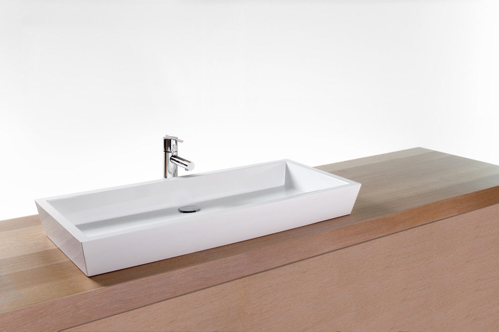 Vessel Sink VC 836A CUBE COLLECTION IN: 36x15x4.25, Glossy