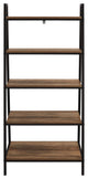 Contemporary Metal and Wood 5-Shelf Ladder Bookshelf "“ Rustic Oak