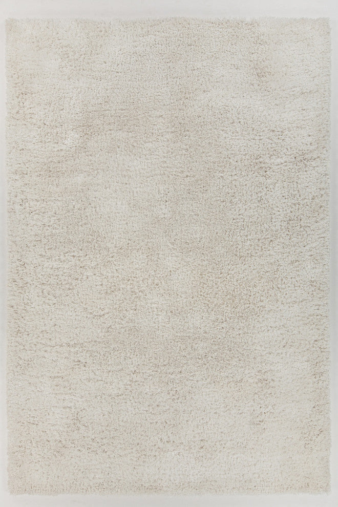 Sofie Handwoven Contemporary Shag Rug, White, Rectangular 5'x7'6