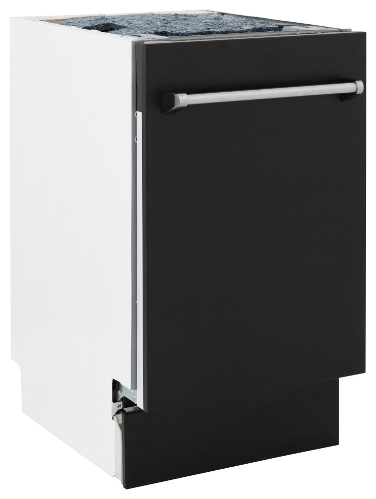 ZLINE 18" Tall Tub Dishwasher, Black Matte With Stainless Steel Tub DWV-BLM-18