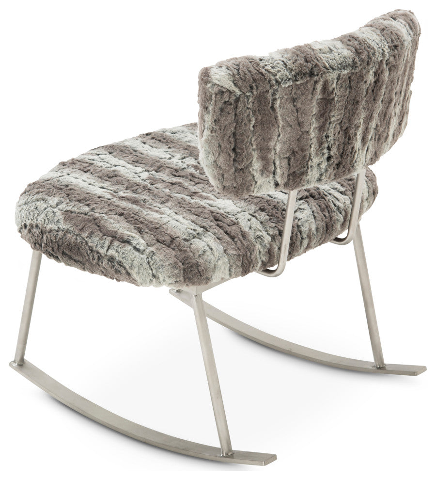 Pebble Beach Rocker Chair, Moondust and Brushed Silver