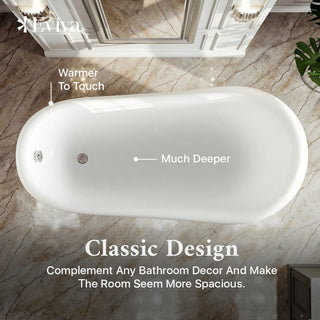 Eviva Stella 67 in. White Acrylic Clawfoot Bathtub