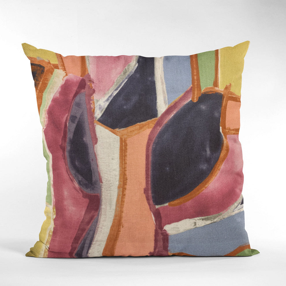 Plutus Multi-Color Modern Art Graphic Print Luxury Throw Pillow, 26"x26"