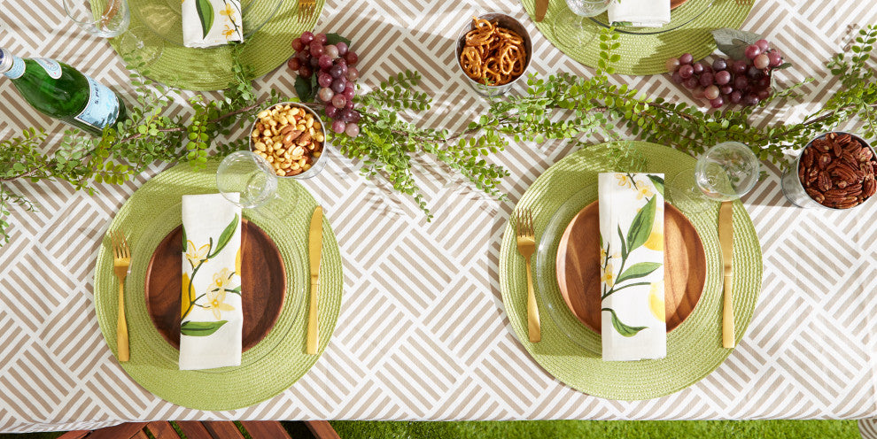 Stone Grid Vinyl Tablecloth 60x102