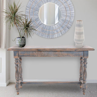 Console Table Howard Elliott Farmhouse Turned Legs Distressed Gray