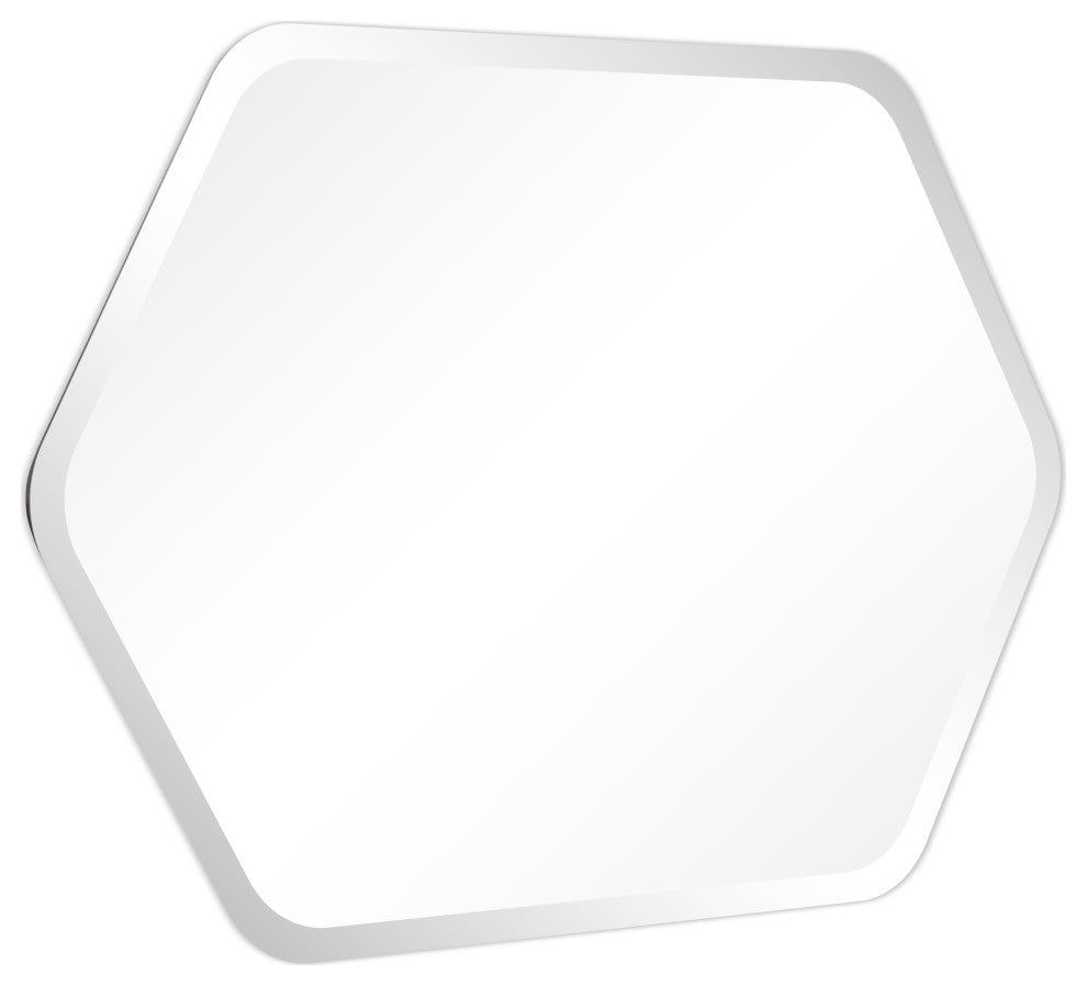 Frameless Beveled Hexagonal Black Matte Finished Wall Mirror